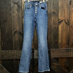 Blank NYC Hoyt Jeans 26 High Rise Mini Flare Casual Denim Boho 5 Button Long
